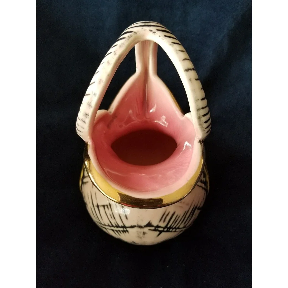 Vintage Hull Art Pottery Jug Pitcher Blossom Flite T1 Pink Black Floral 1955